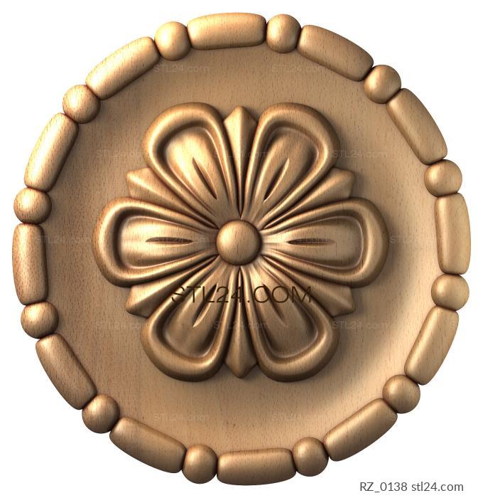 Rozette (Plate with pearls, RZ_0138) 3D models for cnc