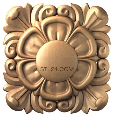Розетки (Цветок в листьях, RZ_0139) 3D модель для ЧПУ станка