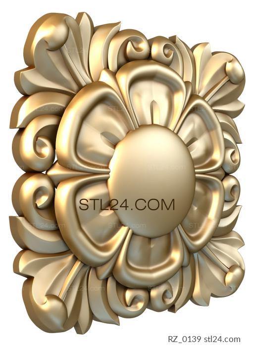 Rozette (Flower in the leaves, RZ_0139) 3D models for cnc