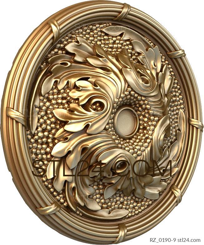 Rozette (Spirals of leaves, RZ_0190-9) 3D models for cnc