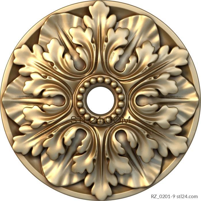 Розетки (Акант цветок, RZ_0201-9) 3D модель для ЧПУ станка