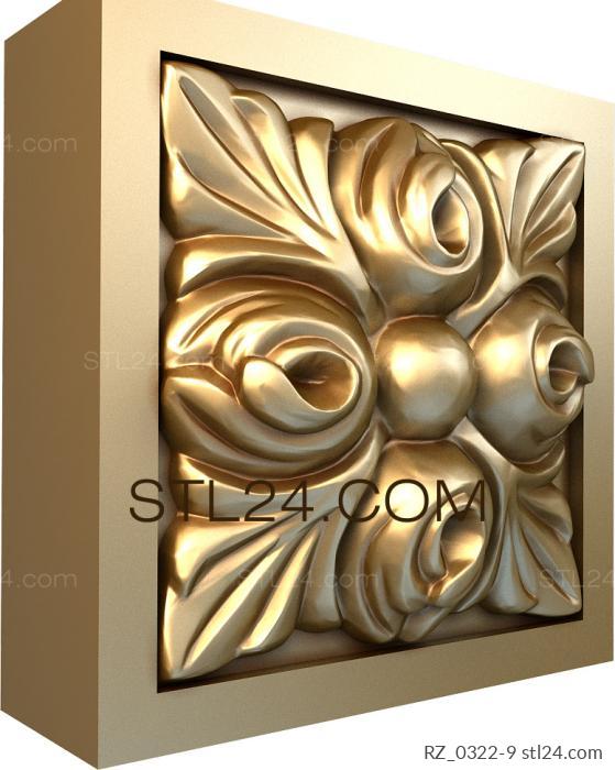 Rozette (Square tiles, RZ_0322-9) 3D models for cnc
