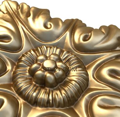 Розетки (Листья с жемчужинками, RZ_0344-9) 3D модель для ЧПУ станка
