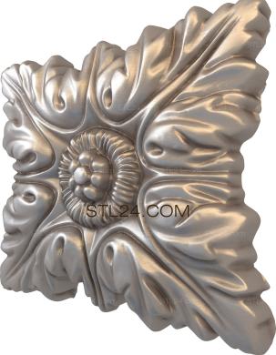 Розетки (Листья с жемчужинками, RZ_0344-9) 3D модель для ЧПУ станка