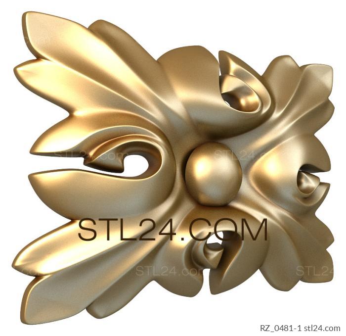 Rozette (Acanthus rectangle, RZ_0481-1) 3D models for cnc