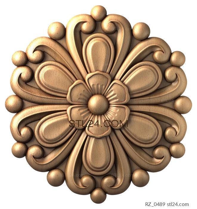 Rozette (Daisy with curls, RZ_0489) 3D models for cnc