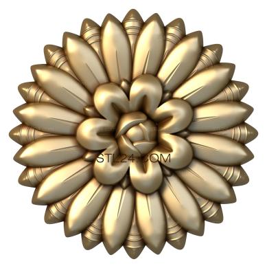 Розетки (Тройной цветок, RZ_0493) 3D модель для ЧПУ станка