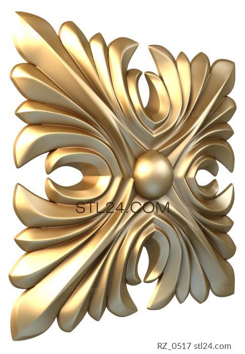 Rozette (Petals in a square, RZ_0517) 3D models for cnc