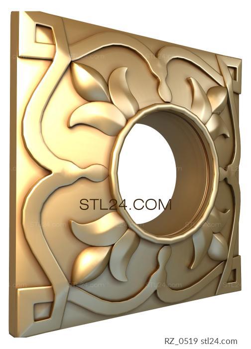 Rozette (Lilies in a square, RZ_0519) 3D models for cnc