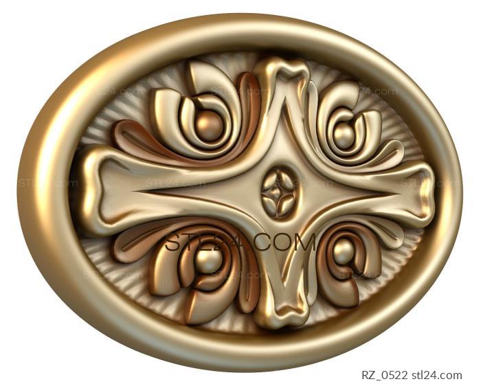 Rozette (Cross of petals, RZ_0522) 3D models for cnc