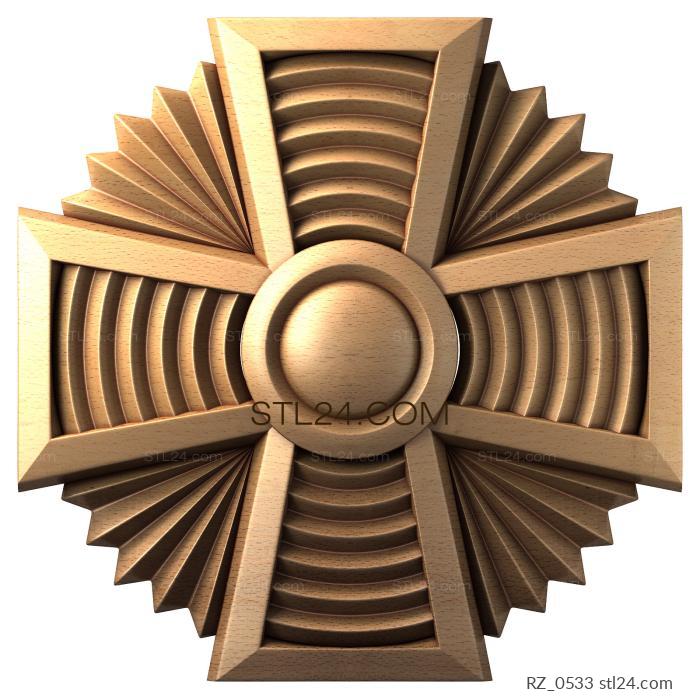 Rozette (Cross with stripes, RZ_0533) 3D models for cnc