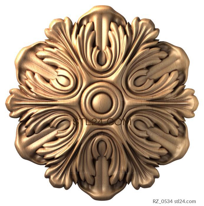 Rozette (Acanthus snowflake, RZ_0534) 3D models for cnc