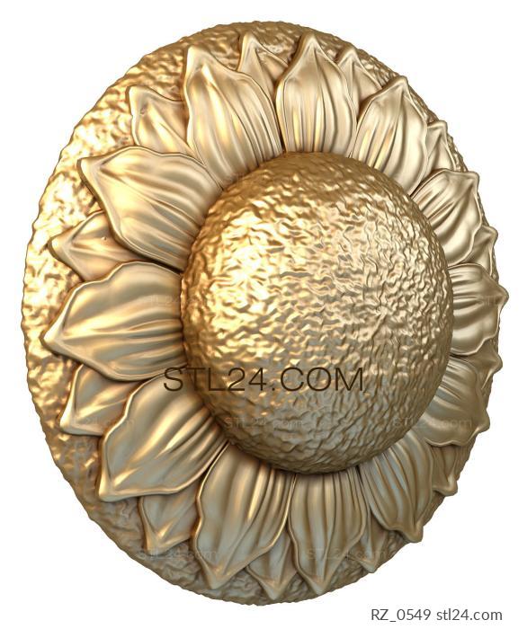 Rozette (Sunflower large, RZ_0549) 3D models for cnc