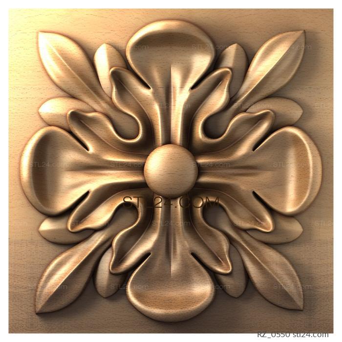 Rozette (Square flower, RZ_0550) 3D models for cnc