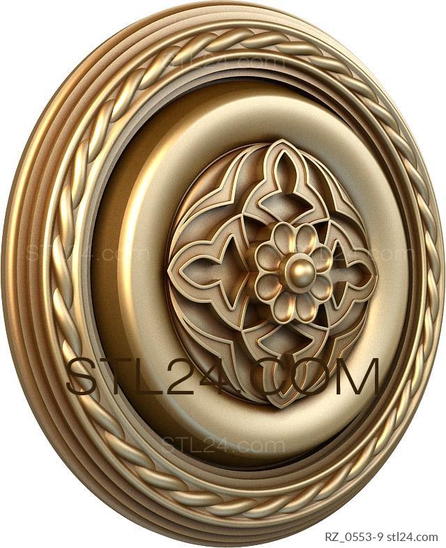 Rozette (Carved ornament, RZ_0553-9) 3D models for cnc