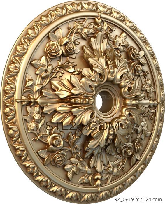 Rozette (A wreath of roses, RZ_0619-9) 3D models for cnc
