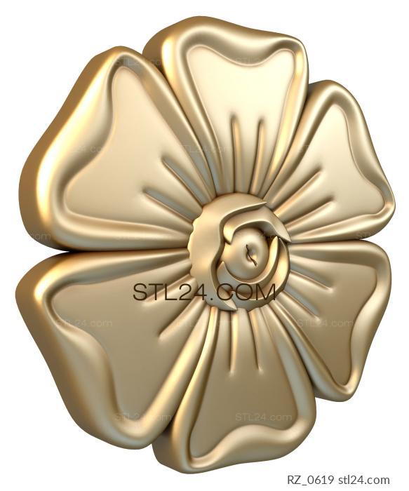 Rozette (Pink middle, RZ_0619) 3D models for cnc