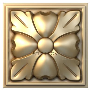 Розетки (Квадрат с цветком, RZ_0630) 3D модель для ЧПУ станка
