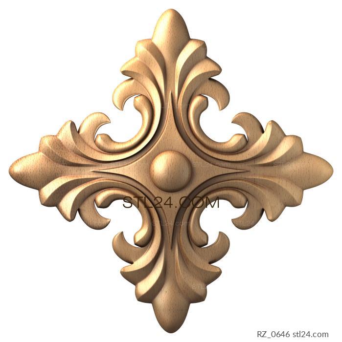 Rozette (Rhombus of leaves, RZ_0646) 3D models for cnc