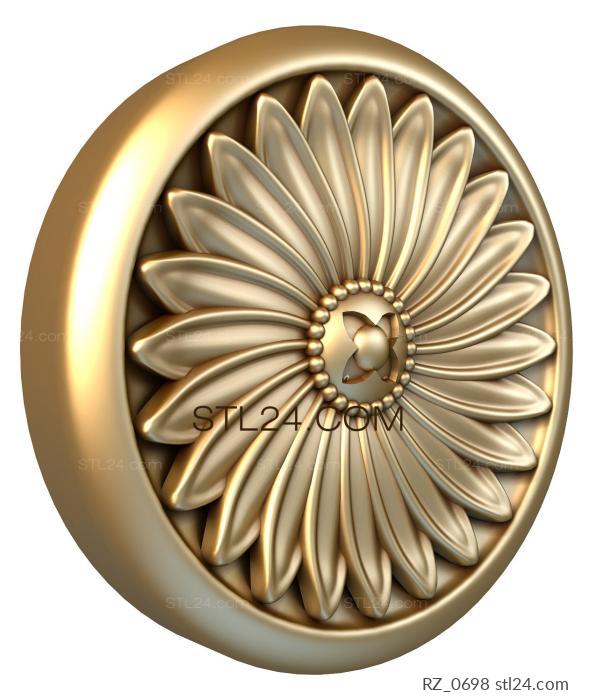 Rozette (Sharp petals, RZ_0698) 3D models for cnc