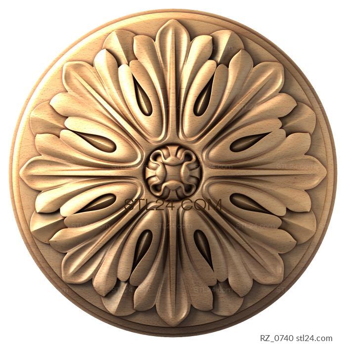 Rozette (Thistle carved, RZ_0740) 3D models for cnc