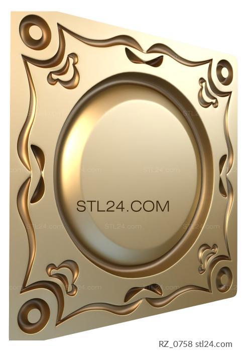 Rozette (Square plate, RZ_0758) 3D models for cnc
