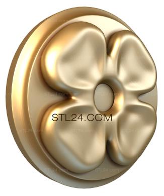 Rozette (Button with clover, RZ_0802) 3D models for cnc