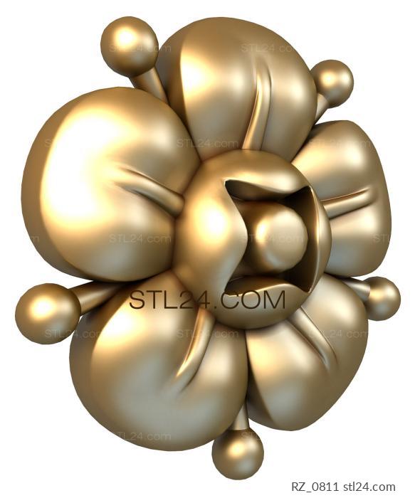 Rozette (Water lily with stamens, RZ_0811) 3D models for cnc