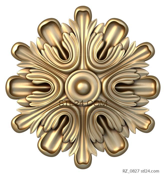 Rozette (Snowflake with petals, RZ_0827) 3D models for cnc