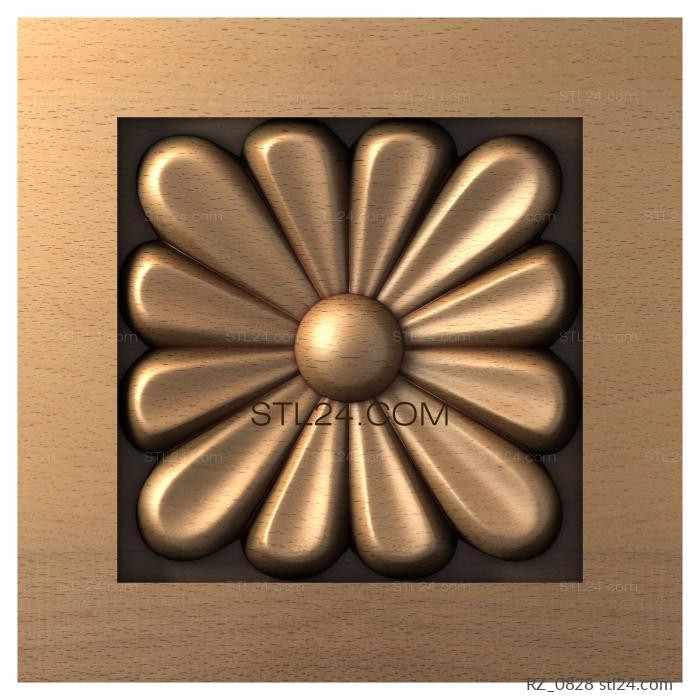 Rozette (Floral tile, RZ_0828) 3D models for cnc