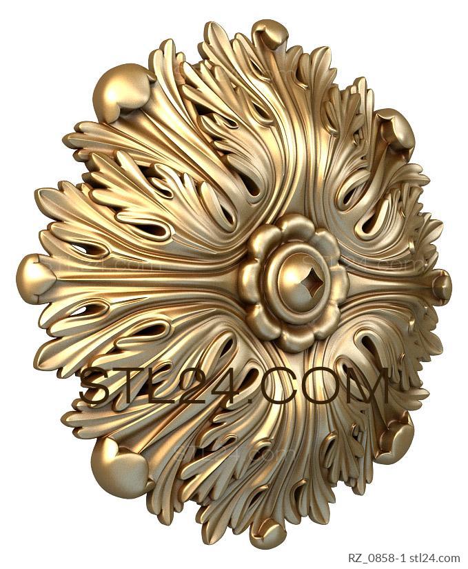 Rozette (Acanthus fountain-1, RZ_0858-1) 3D models for cnc