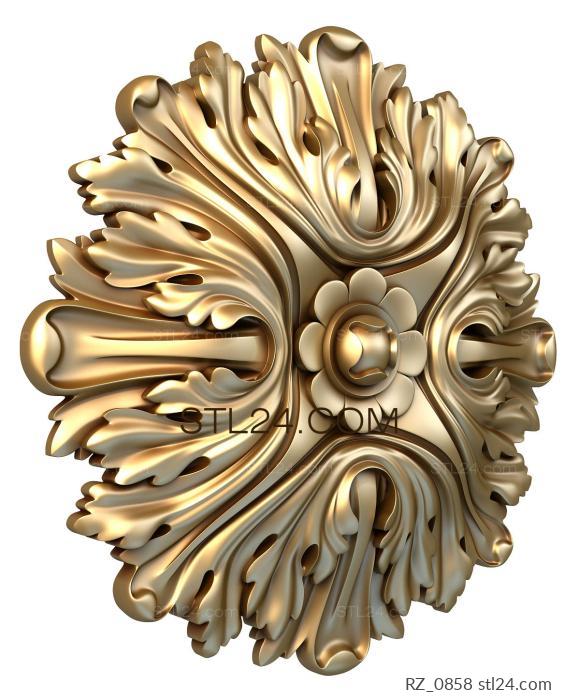 Rozette (Acanthus fountain, RZ_0858) 3D models for cnc