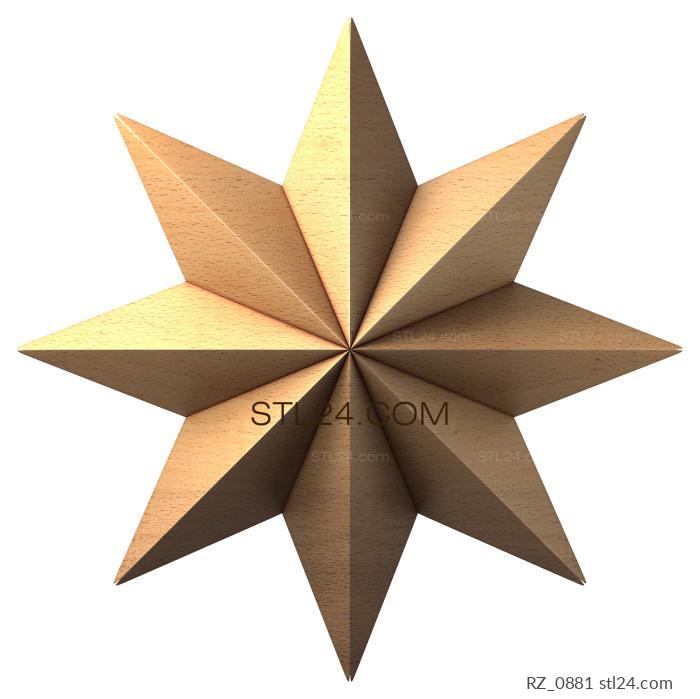 Розетки (Восьмиконечная звезда, RZ_0881) 3D модель для ЧПУ станка