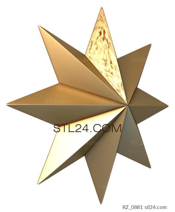 Rozette (Eight-pointed star, RZ_0881) 3D models for cnc