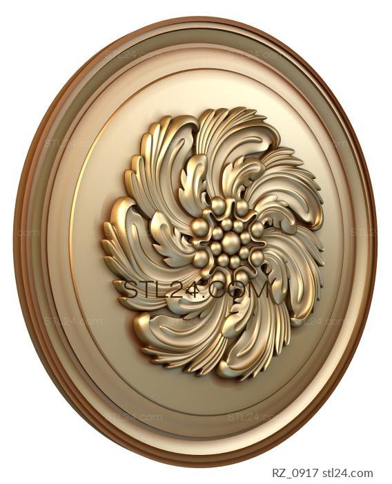 Rozette (Leaf whirling, RZ_0917) 3D models for cnc