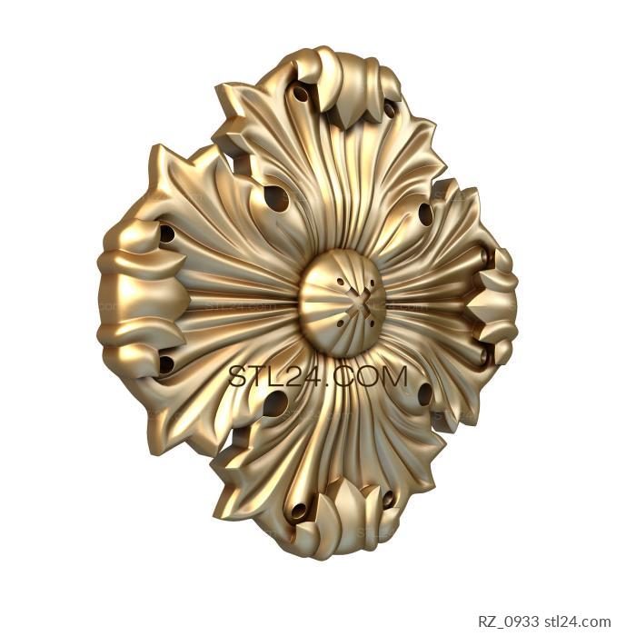 Rozette (Genista small, RZ_0933) 3D models for cnc