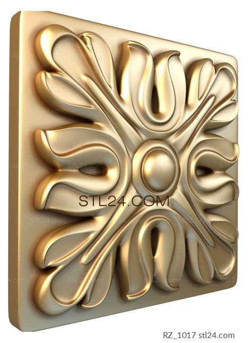 Rozette (Acanthus square, RZ_1017) 3D models for cnc