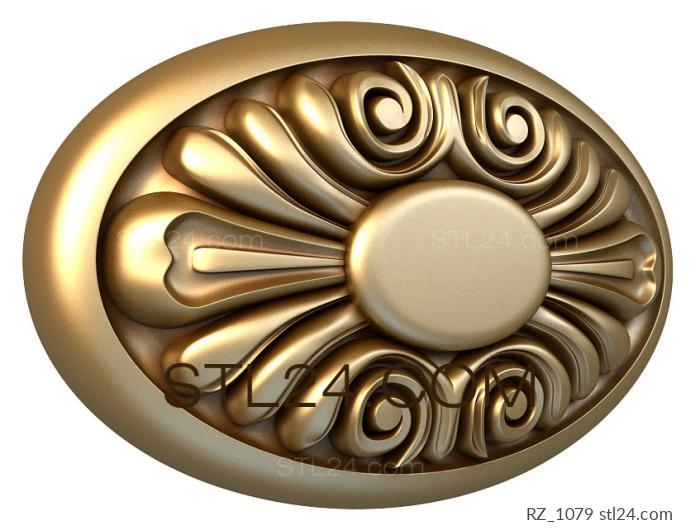 Rozette (Brooch with monogram, RZ_1079) 3D models for cnc