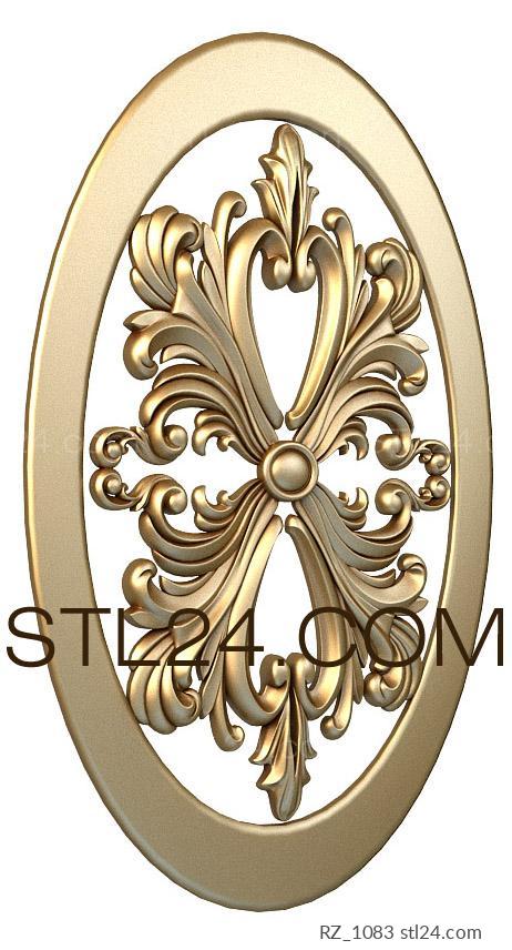 Rozette (Carved feathers, RZ_1083) 3D models for cnc