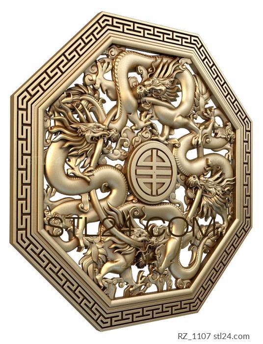Rozette (Chinese dragons, RZ_1107) 3D models for cnc