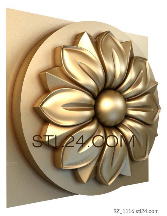 Rozette (Anemone, RZ_1116) 3D models for cnc