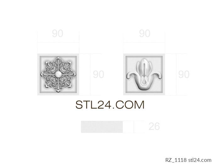 Rozette (Stove tiles, RZ_1118) 3D models for cnc