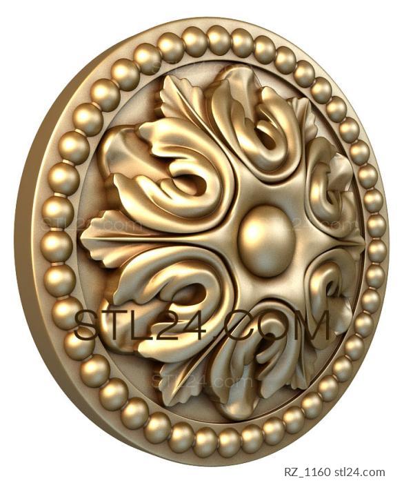 Rozette (Pearl charm, RZ_1160) 3D models for cnc
