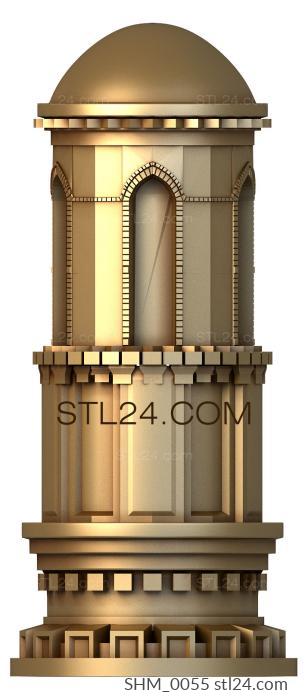 Шахматы (Ладья-круглая башня, SHM_0055) 3D модель для ЧПУ станка