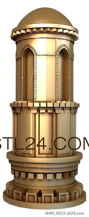 Chess (Rook-round tower, SHM_0055) 3D models for cnc