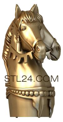 Шахматы (Конь со сбруей, SHM_0107) 3D модель для ЧПУ станка