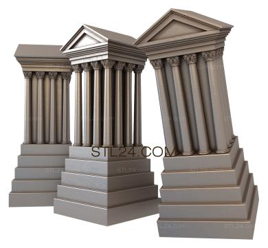 Шахматы (Ладьи- Греческие храмы, SHM_0108) 3D модель для ЧПУ станка