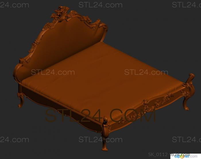 Headboard (Rococo style bed with stucco decoration and washbasin, SK_0112) 3D models for cnc