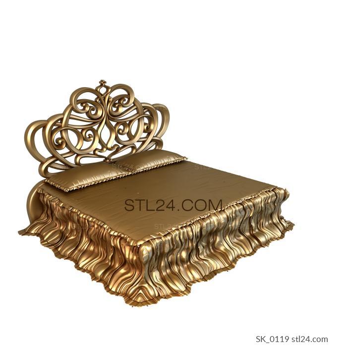 Headboard (Bed with a headboard in the form of a decorative openwork composition, SK_0119) 3D models for cnc