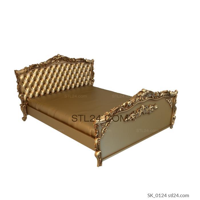 Headboard (Bed with carriage coupler and baroque ornament, SK_0124) 3D models for cnc
